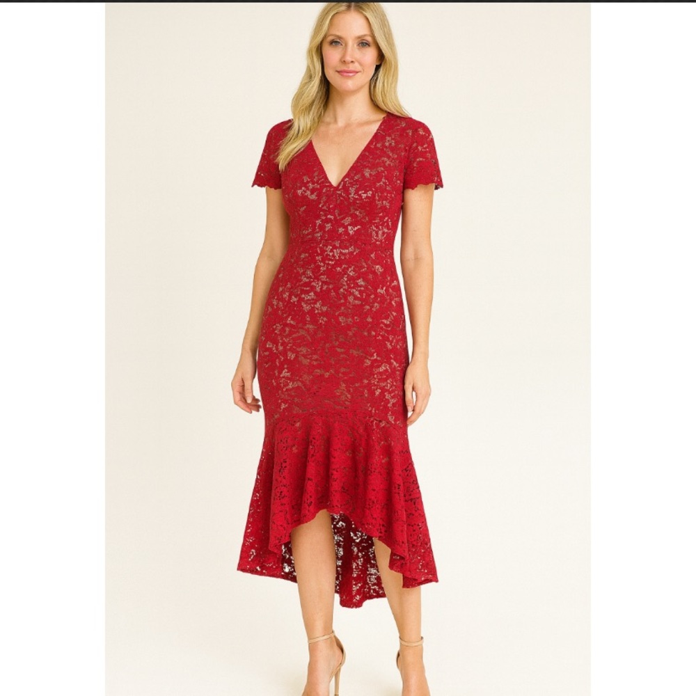 New Shoshanna Red Lace Dress